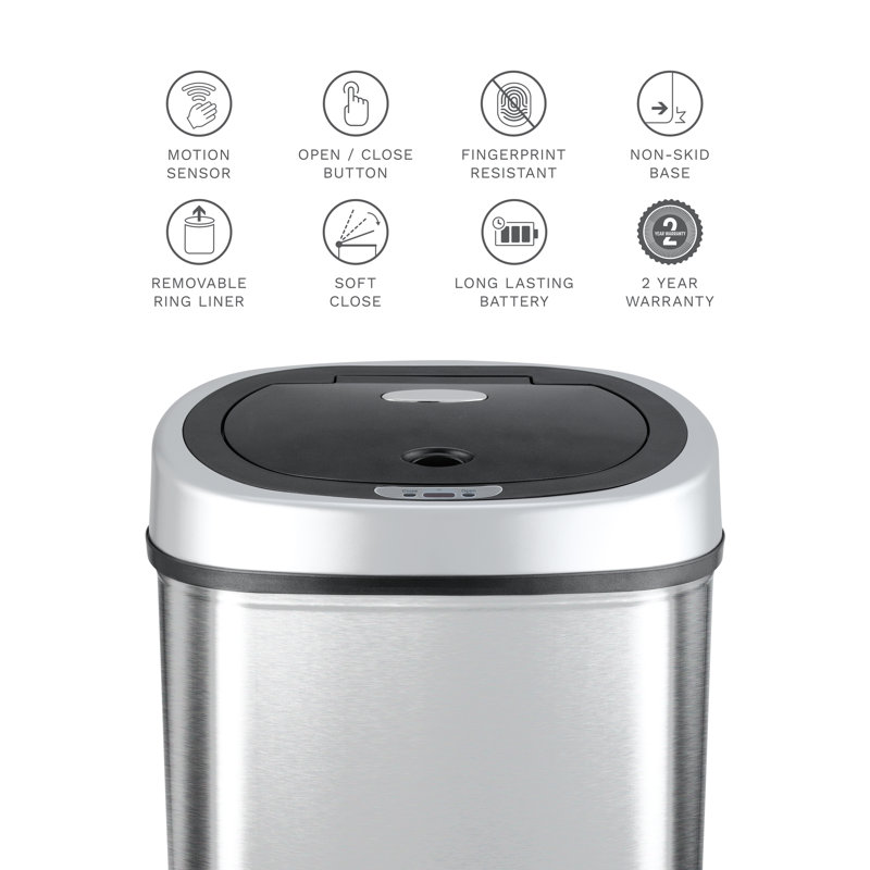 Nine Stars Stainless Steel 11 Gallon Motion Sensor Trash Can & Reviews